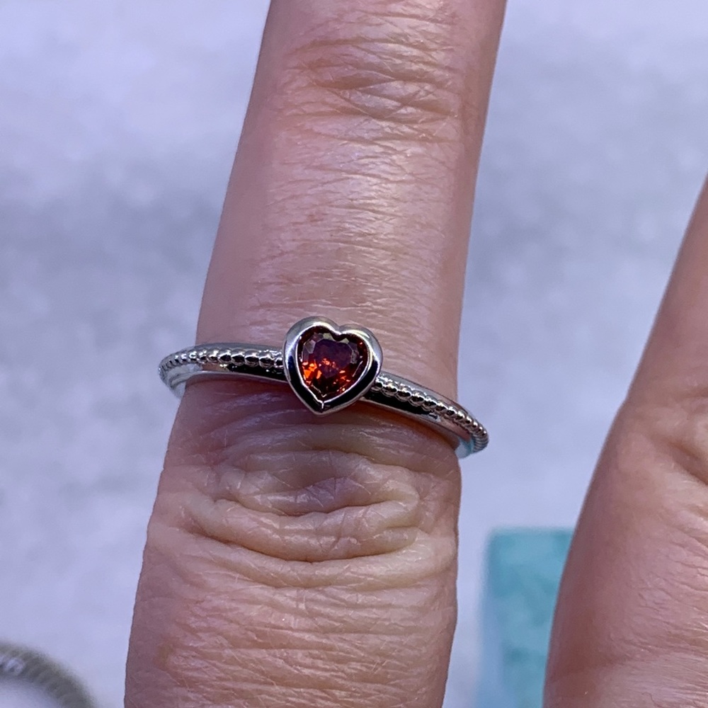 Sterling Silver Ruby Red Sweetheart Ring Birthsto… - image 4